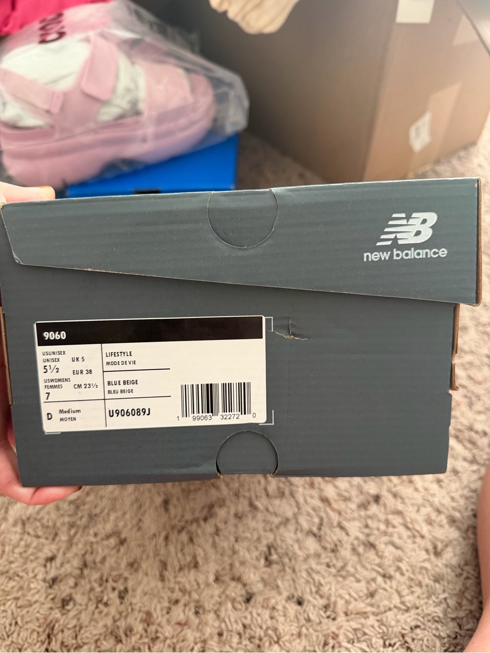 New Balance 9060 in Beige and Navy - Picture 3 of 3